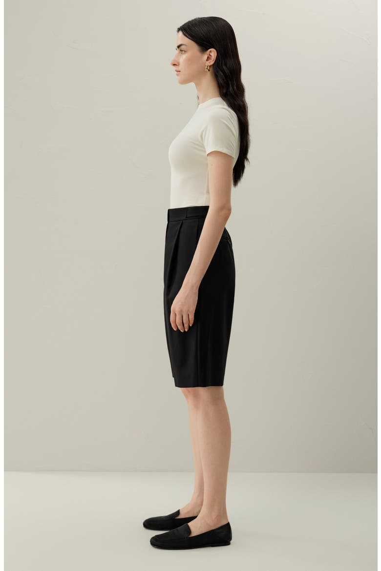 Women's Wool-Silk Bermuda Shorts, Alternate, color, Black