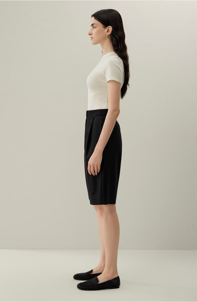 Lilysilk Wool-Silk Bermuda, Alternate, color, Black