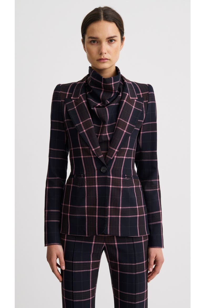 Hourglass Blazer, Alternate, color, Fig Plaid