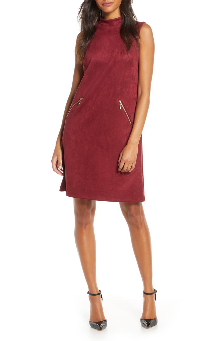 Donna Ricco Faux Suede Shift Dress, Main, color, 