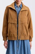 Avec Les Filles Oversized Faux Suede Bomber Jacket