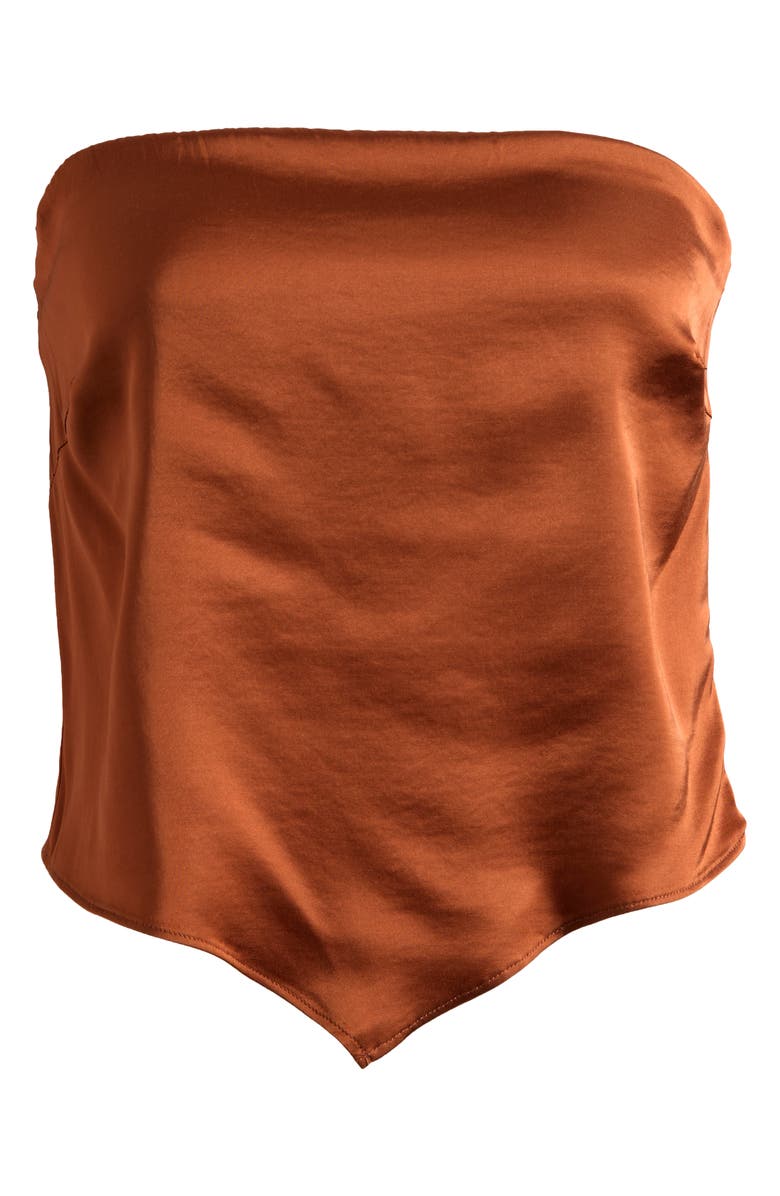 Good American Handkerchief Hem Strapless Satin Top, Alternate, color, 