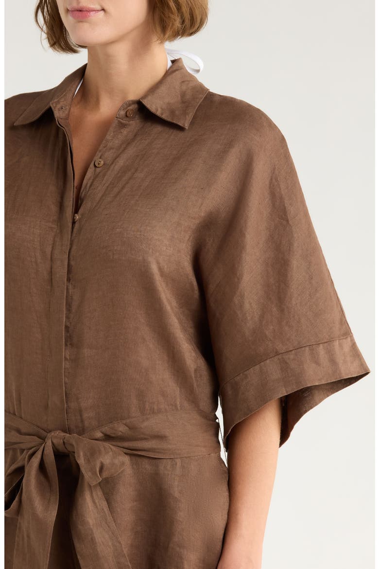 Linen Cover-Up Romper, Alternate, color, BROWN