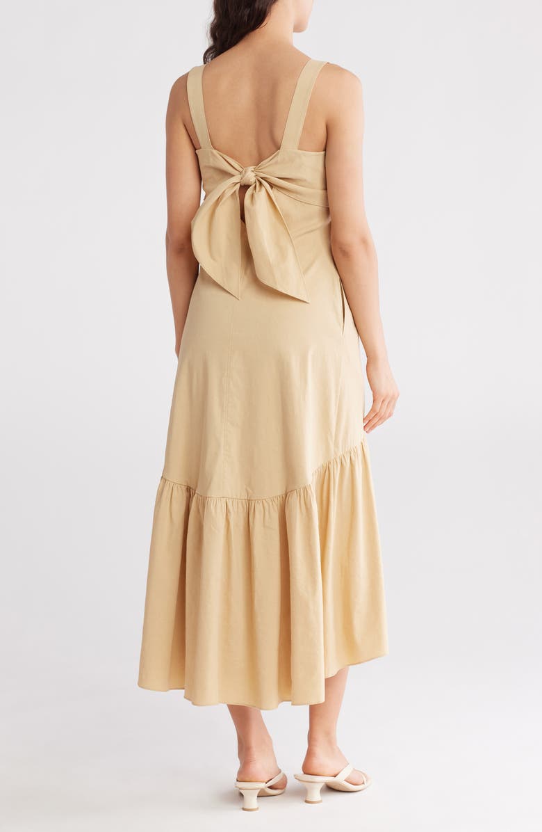 Theory Linen Blend Midi Dress, Alternate, color, Butter Yellow