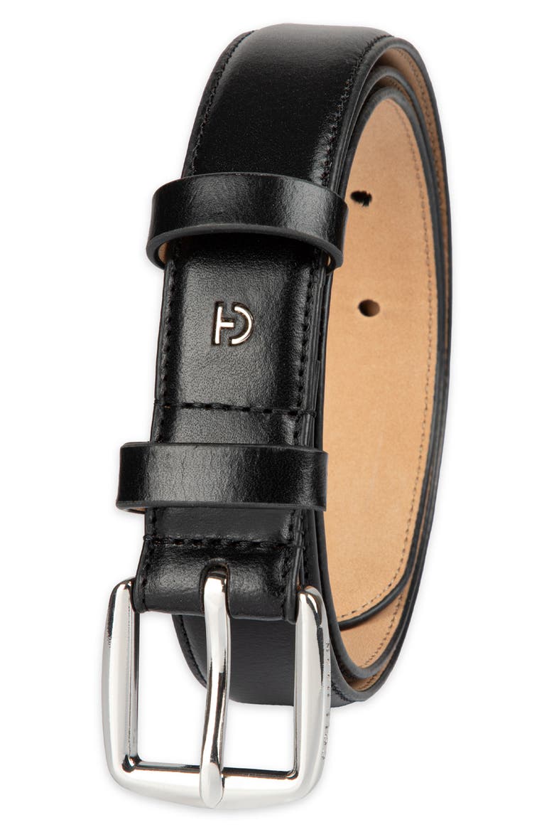 Feather Edge Leather Belt, Alternate, color, BLACK