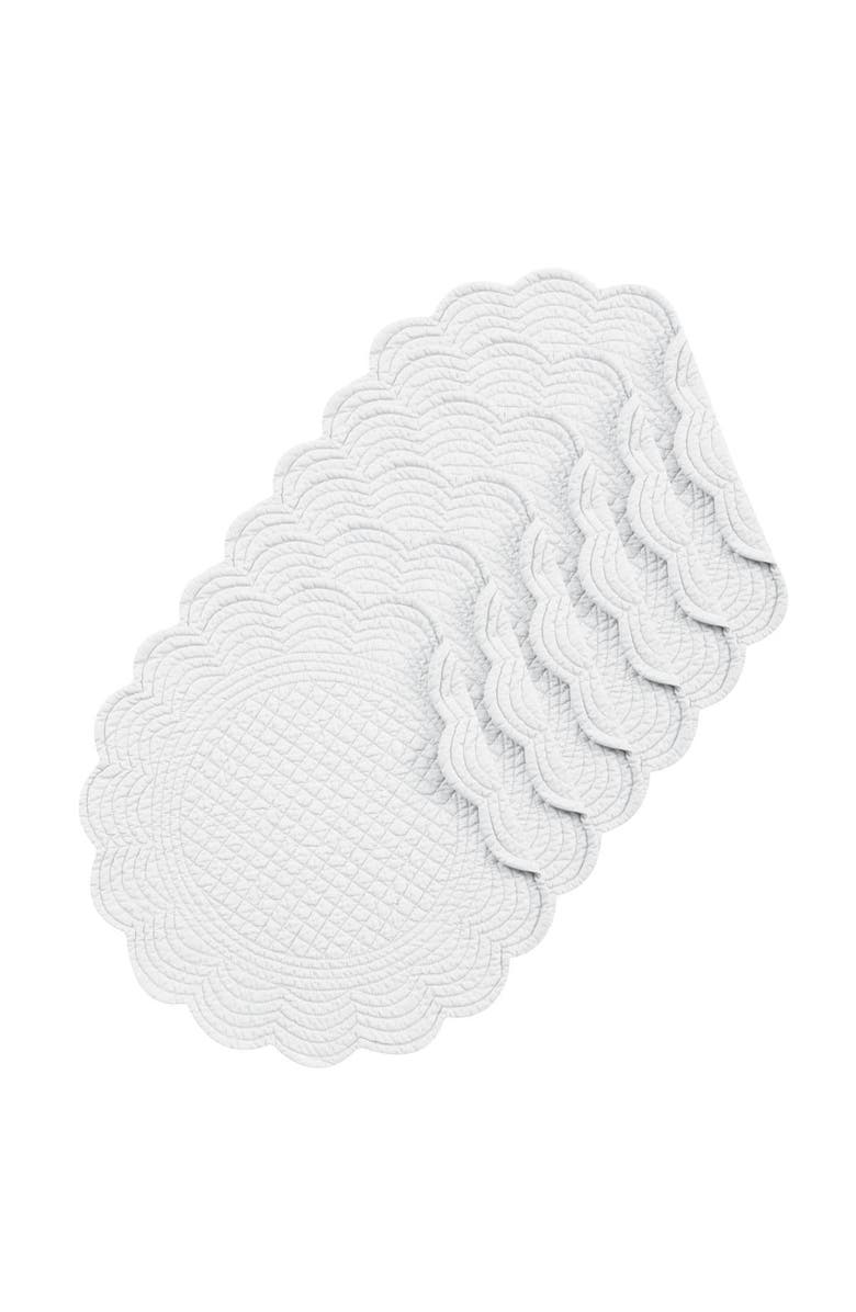 C&F Home Solid Round Placemat Set of 6, Main, color, White