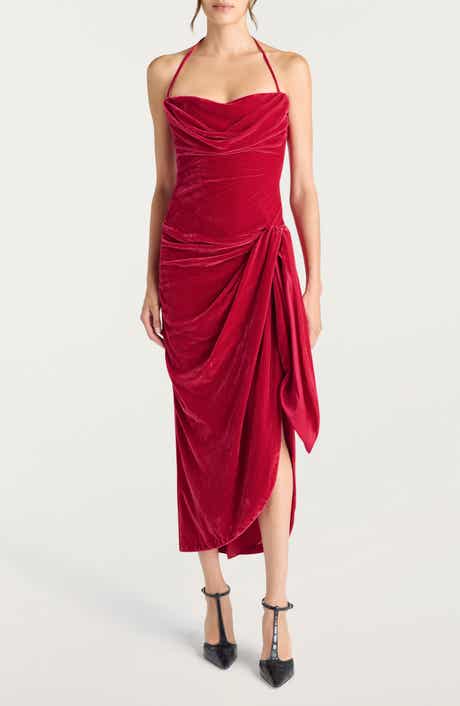 Cinq à Sept Noah Velvet Halter Maxi Dress