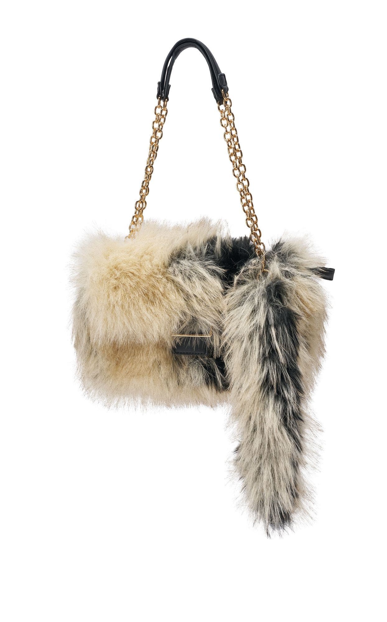 Tailspin Faux Fur Handbag, Alternate, color, BEIGE MULTI