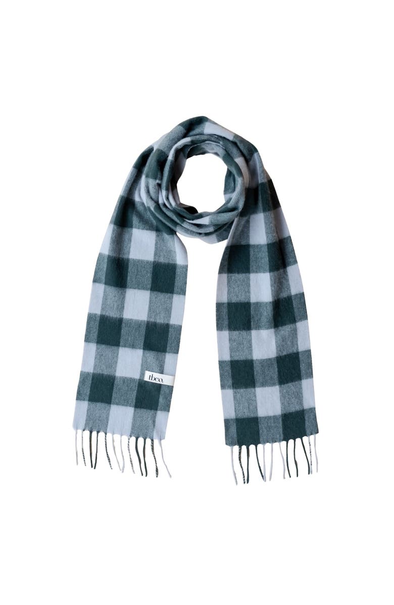 TBCo Lambswool Checkered Skinny Scarf, Main, color, Forest Gingham