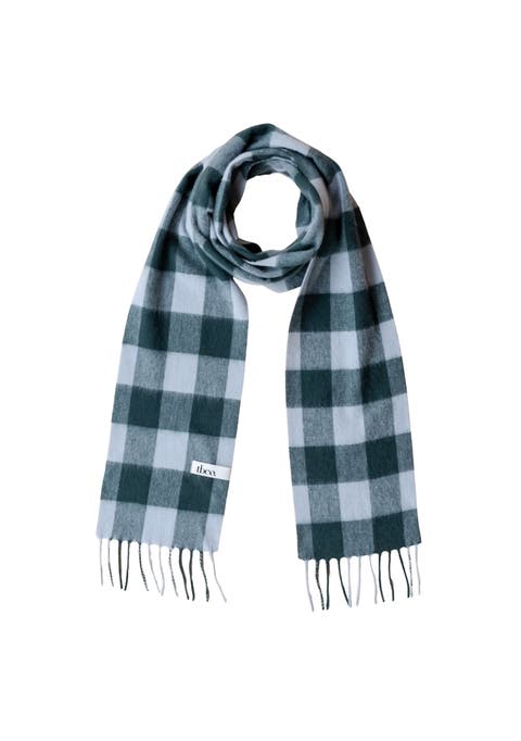 Lambswool Checkered Skinny Scarf
