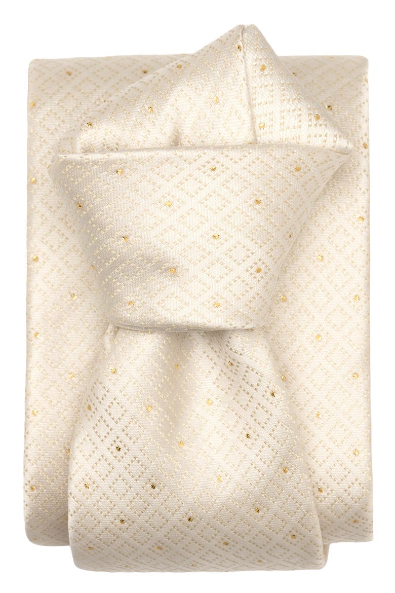 Martini - Extra Long Silk Jacquard Tie for Men, Alternate, color, White & Gold