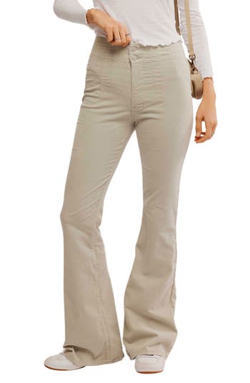 Free People Jayde Seamed Corduroy Flare Pants In Mineral Grey