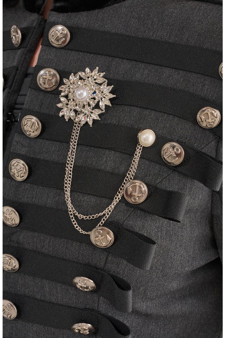 Bronwen Military Jacket, Alternate, color, BLACK