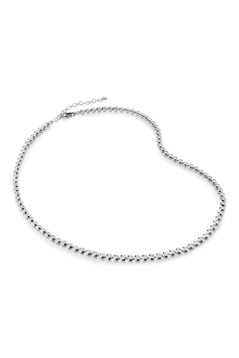 Lab Grown Diamond Bezel Tennis Necklace, Main, color, STERLING SILVER / DIAMOND