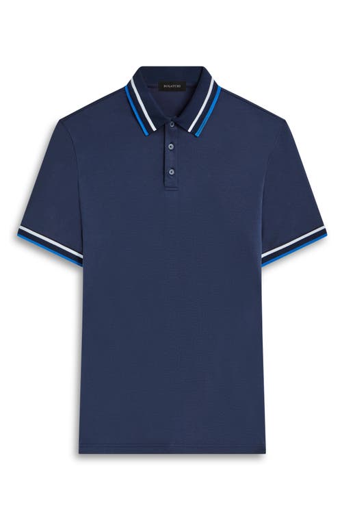 Bugatchi Tipped Short Sleeve Cotton Polo In Blue