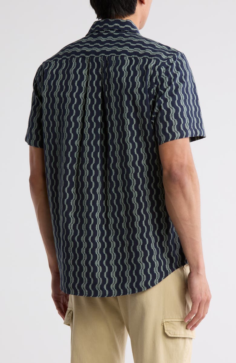 14th & Union Stripe Cotton Seersucker Short Sleeve Button-Up Shirt, Alternate, color, Navy Blazer Flowing Stripe