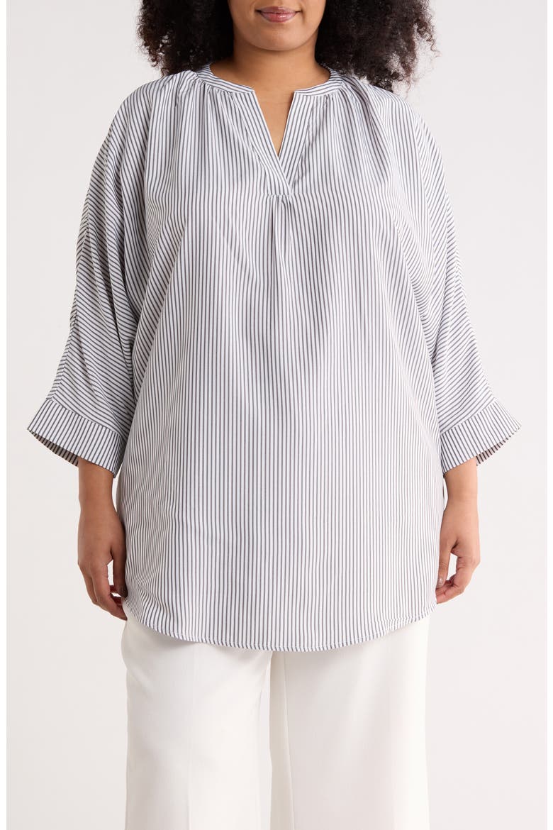 Pinstripe Tunic Top, Main, color, BLACK/ WHITE