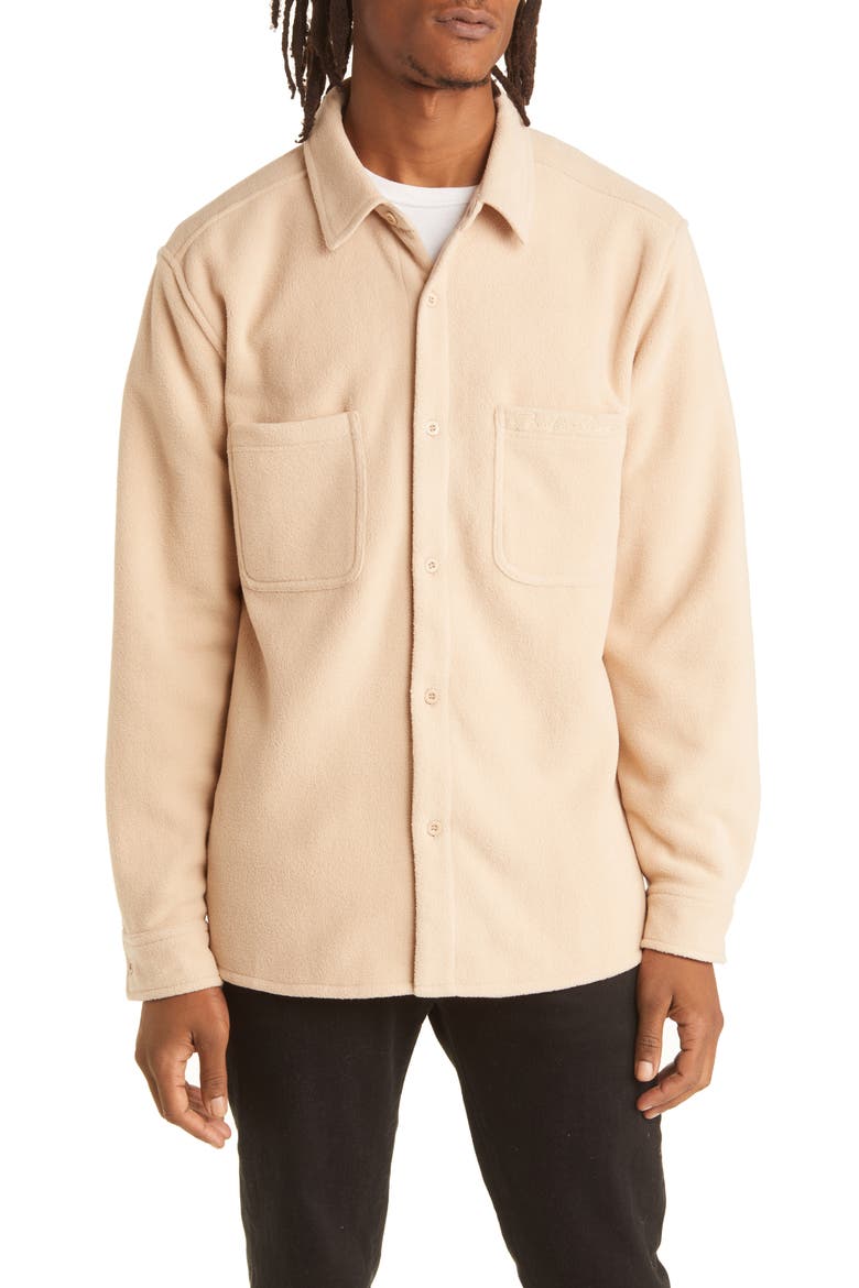 Pebble Polar Fleece Shirt Jacket, Main, color, PEBBLE