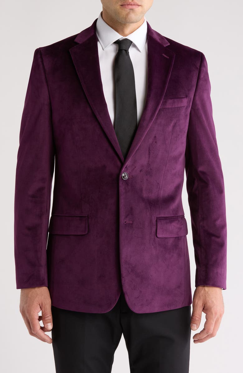 Original Penguin Two-Button Velvet Dinner Jacket, Main, color, Purple