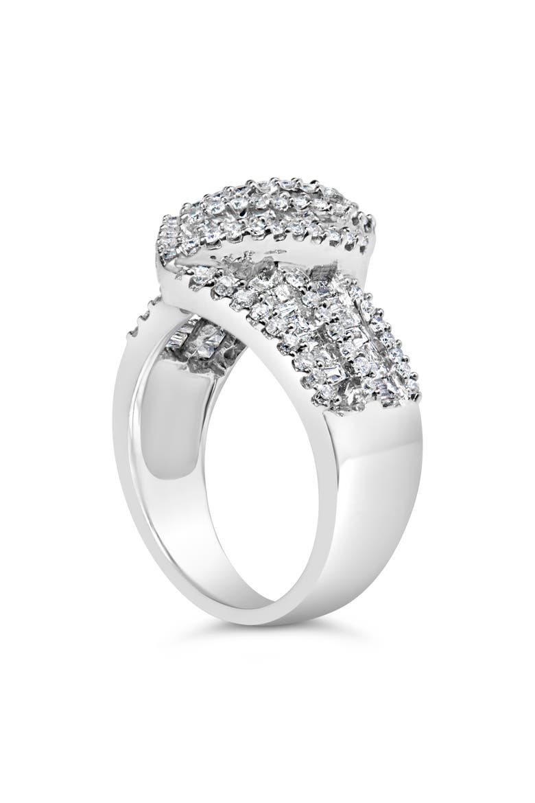 14K White Gold 1-1/2 Cttw Diamond Bypass Cocktail Ring Band, Alternate, color, White