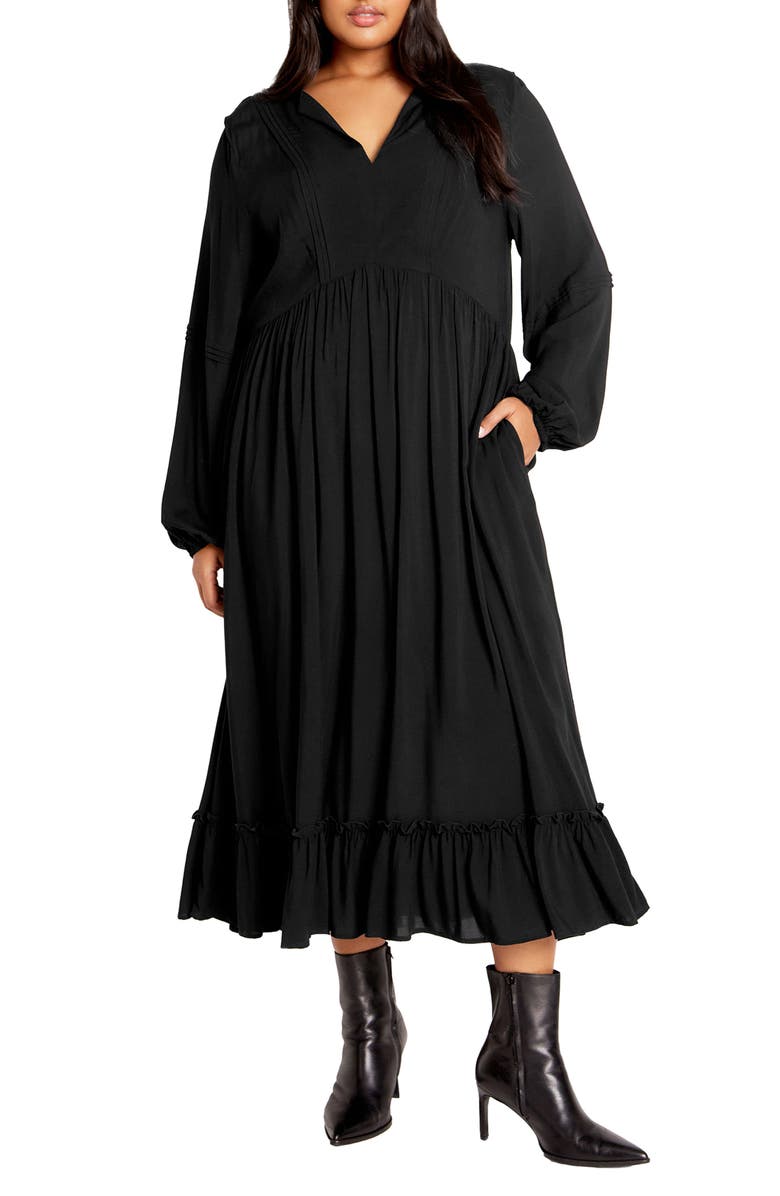 City Chic Alena Long Sleeve Midi Dress, Main, color, 
