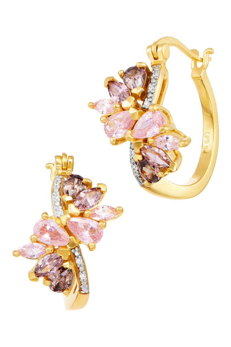 Cubic Zirconia Twist Hoop Earrings, Main, color, YELLOW GOLD