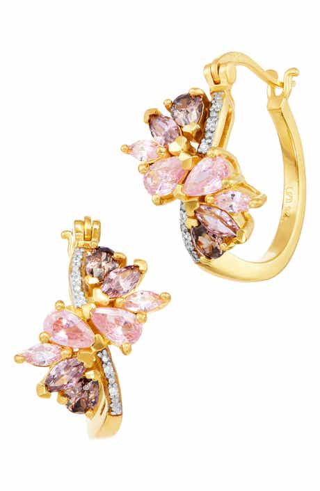 Cubic Zirconia Twist Hoop Earrings
