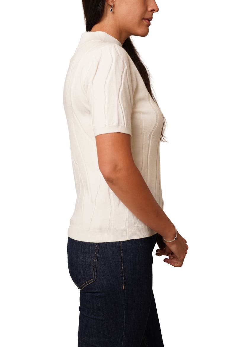 Intarsia Short Sleeve Sweater, Alternate, color, CREAM