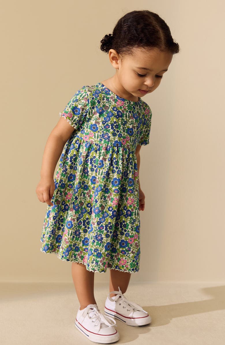 NEXT Kids' Floral Ditsy Print Rib Dress, Alternate, color, Blue