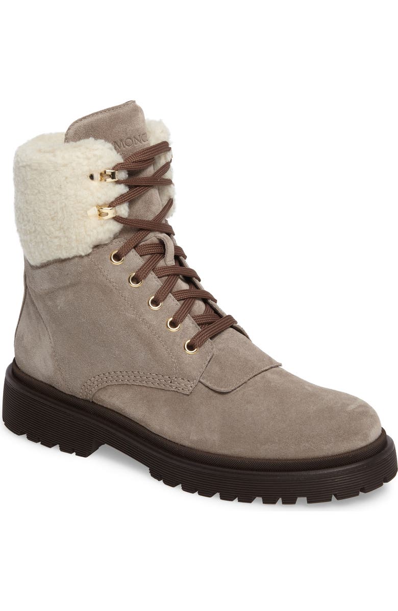 Moncler Patty Scarpa Faux Shearling Cuff Boot, Main, color,