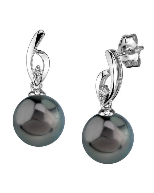 The Pearl Source Tahitian South Sea Pearl & Diamond Lois Earrings In White Gold