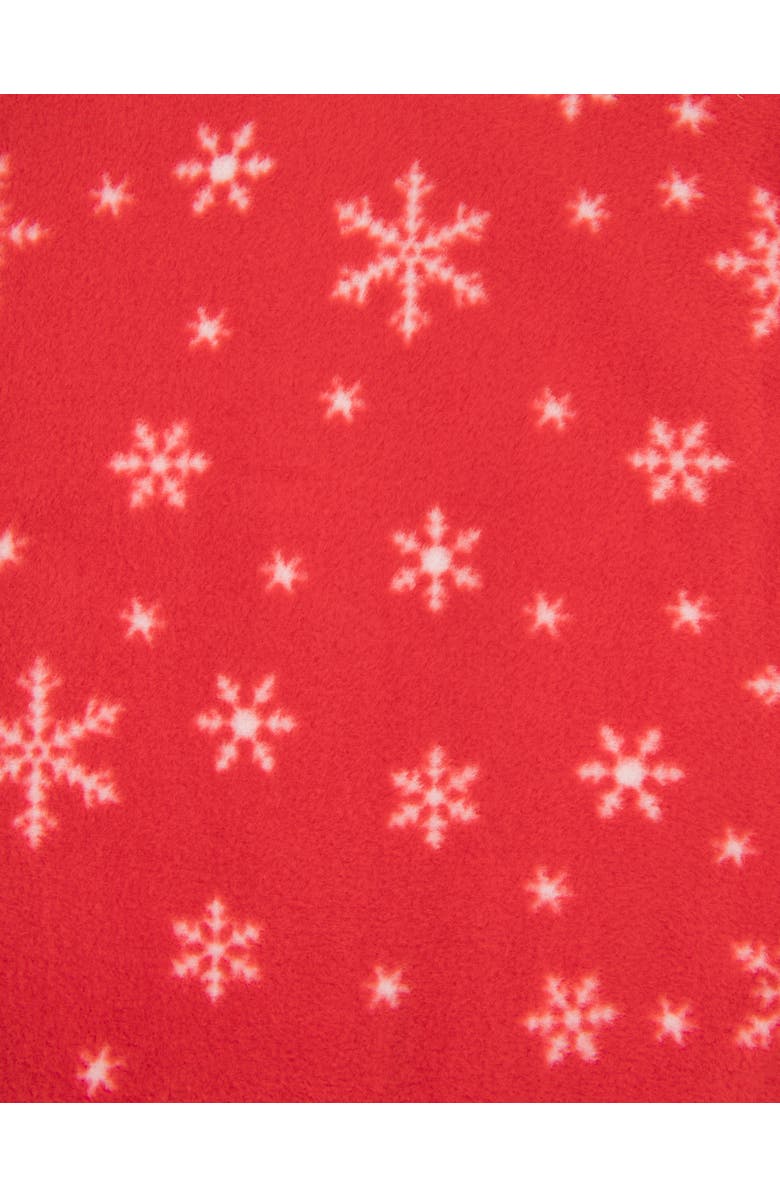 Leveret Kids Fleece Footed Printed Holiday Pajamas, Alternate, color, Snowflake