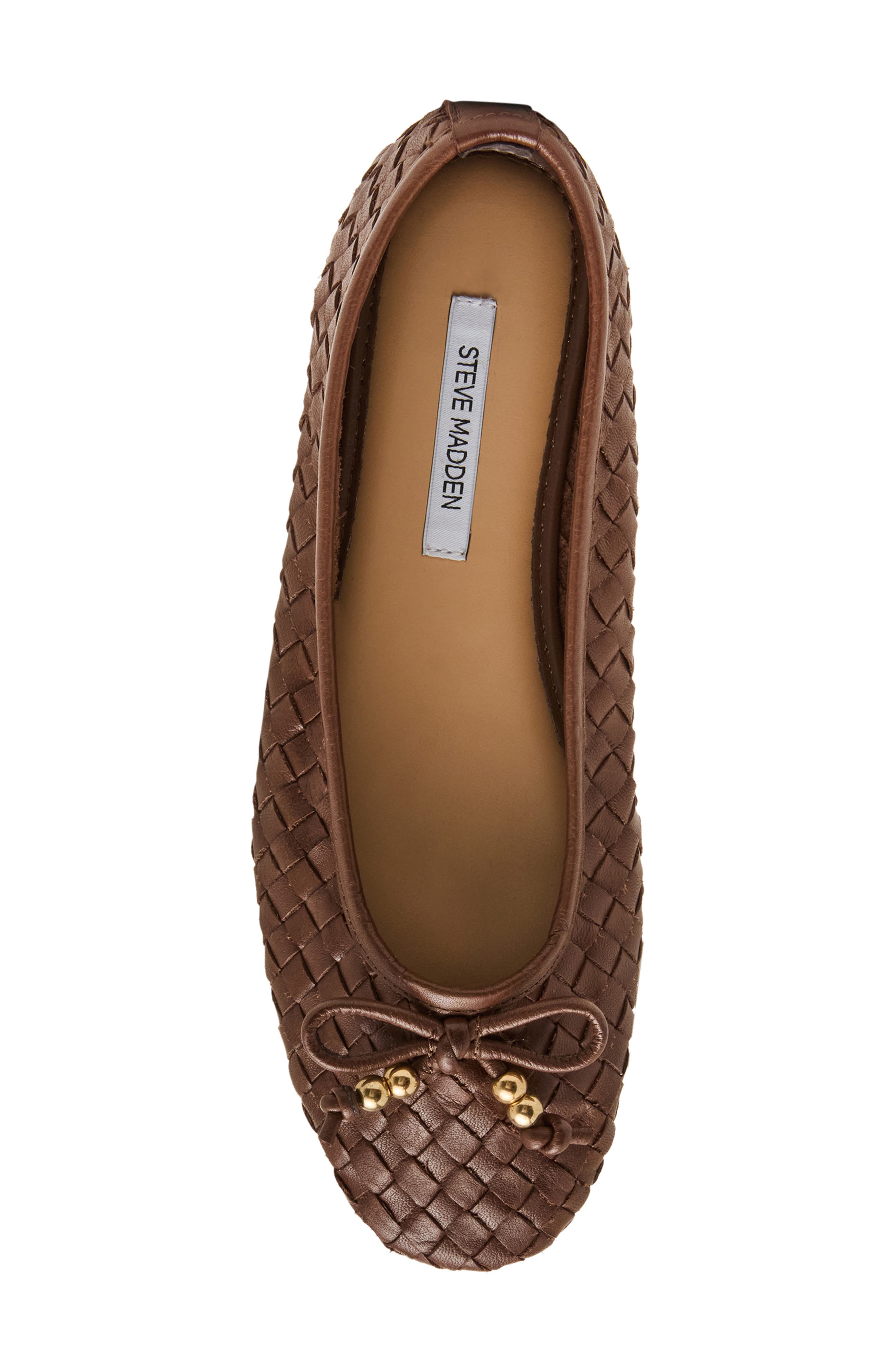 Divy Woven Ballet Flat, Alternate, color, BROWN LEATHER