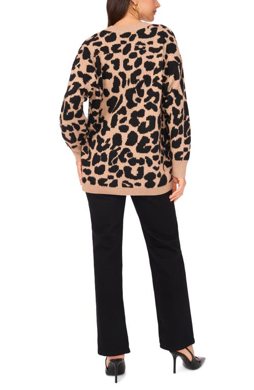 Vince Camuto Leopard Jacquard Cardigan In Brown