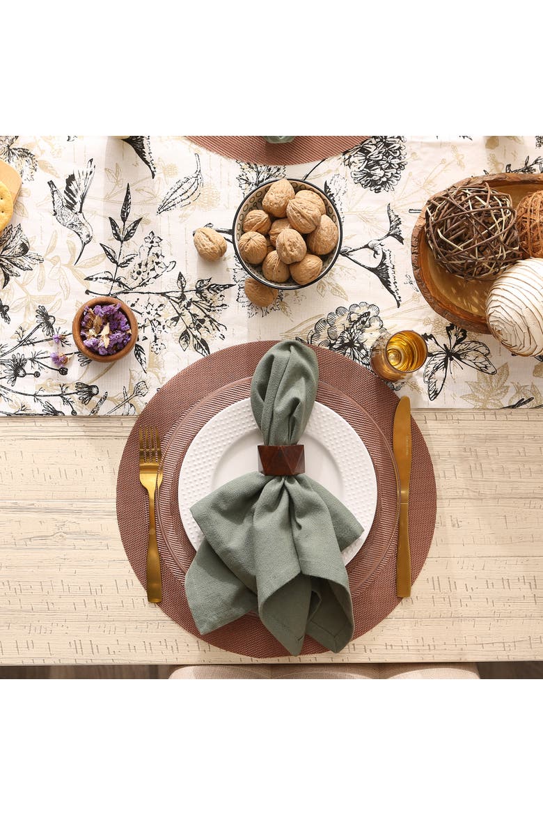 PVC Double frame Round Placemat Set/6, Alternate, color, Cinnamon