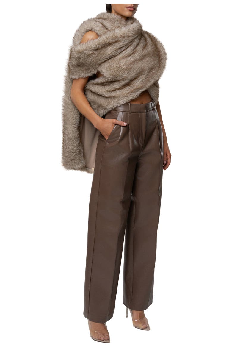 JLUXLABEL Winter Bliss Faux Fur Wrap, Alternate, color, Ivory/Brown