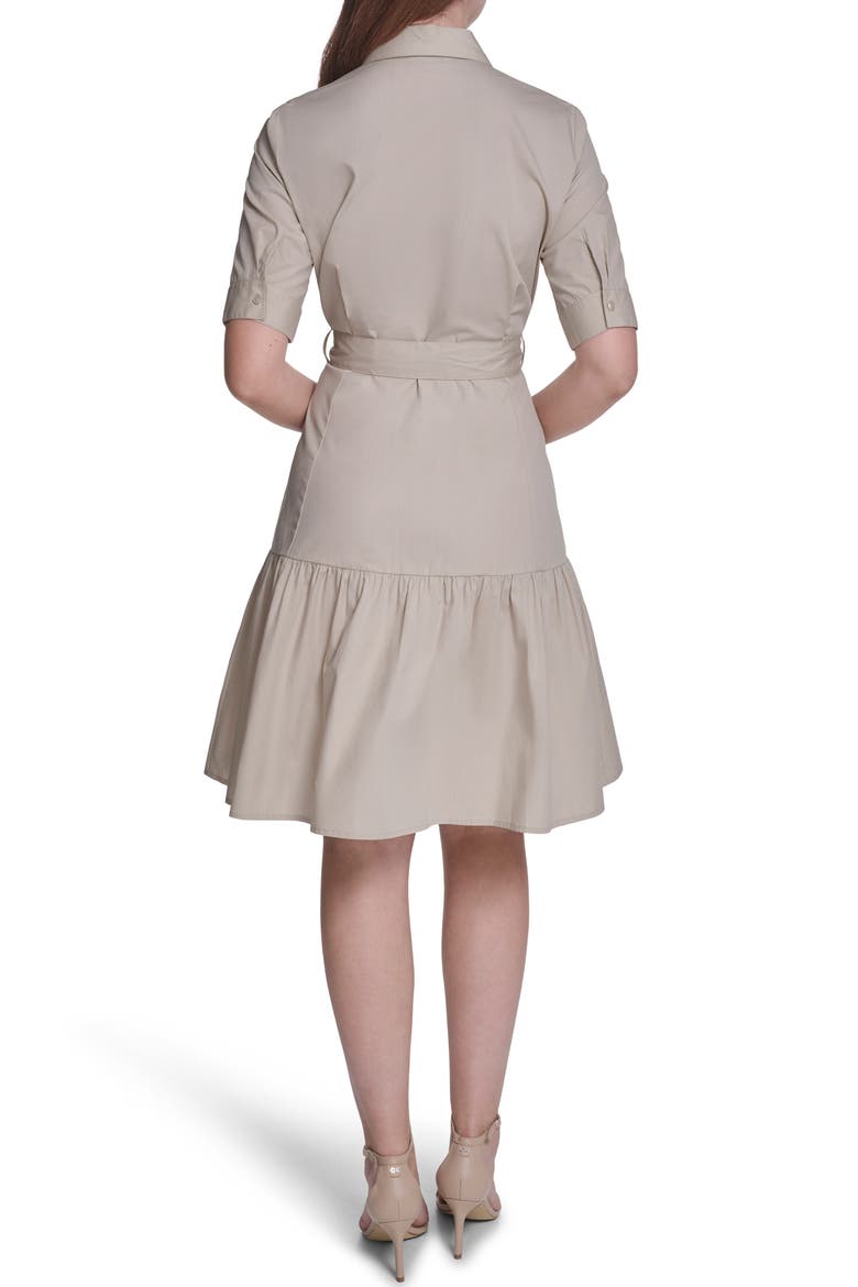 Short Sleeve Cotton Shirtdress, Alternate, color, KHAKI