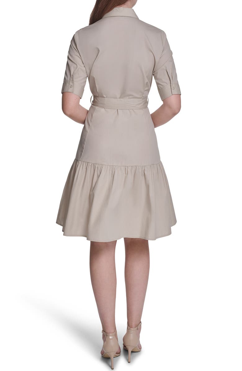 Calvin Klein Short Sleeve Cotton Shirtdress, Alternate, color, Khaki