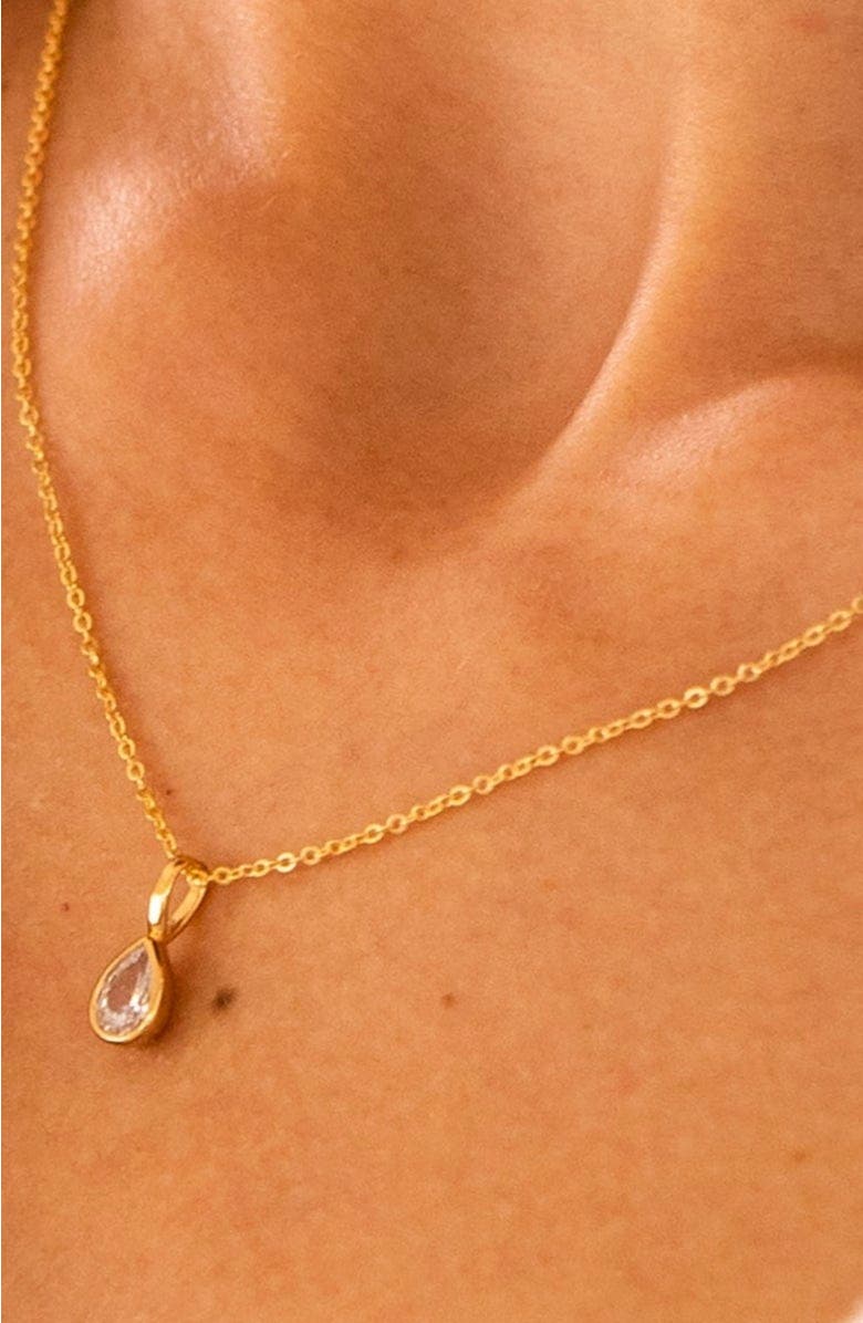 MADE BY MARY Pear CZ Charm, Alternate, color, Gold Vermeil