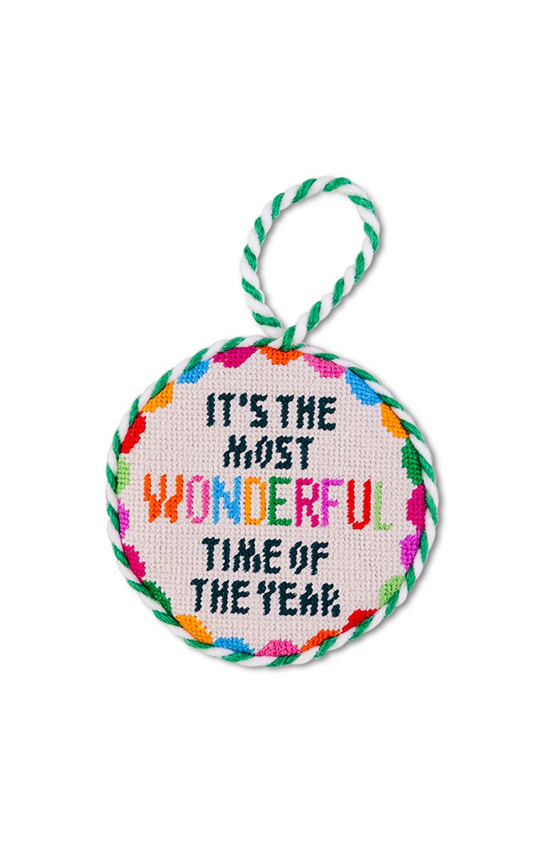Furbish Needlepoint Ornament - Wonderful Time, Main, color, Ivory
