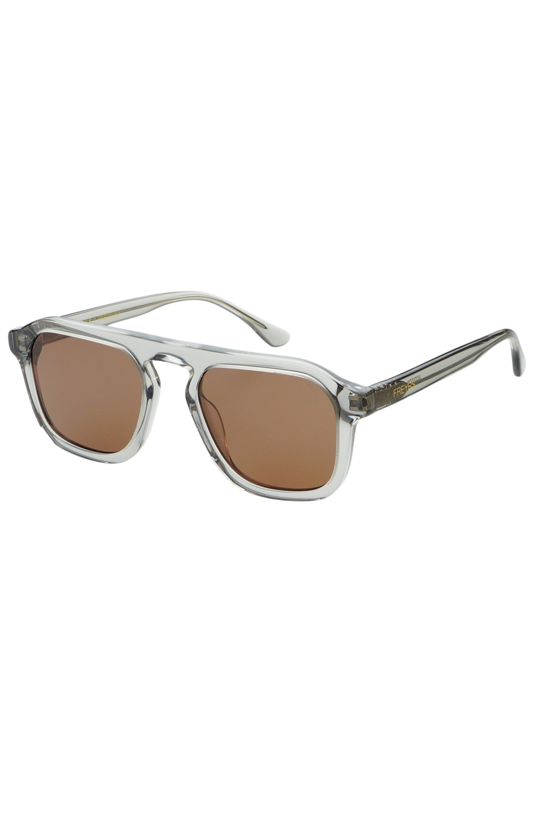 FREYRS Eyewear Addison Aviator Sunglasses, Alternate, color, Crystal Gray / Brown