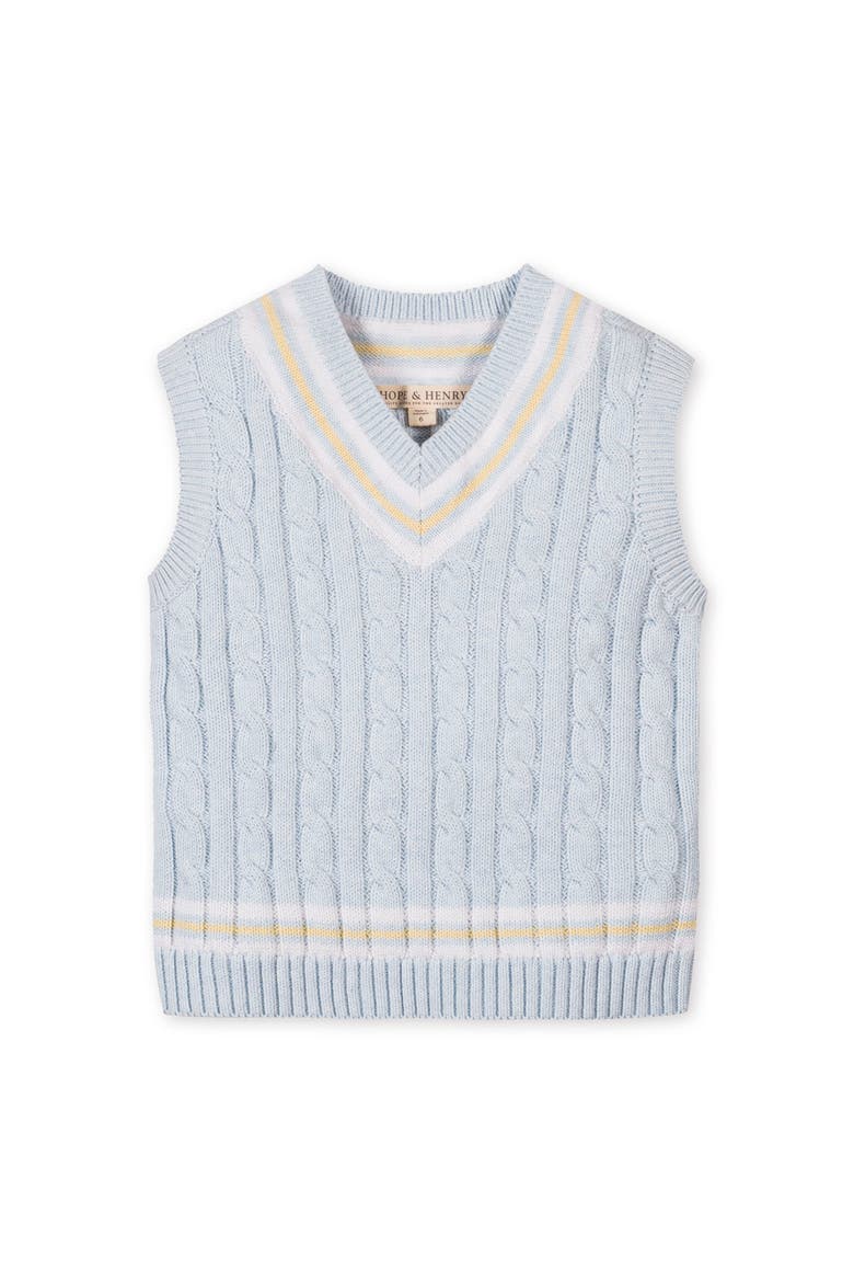 Kids' Organic V-Neck Cricket Sweater Vest, Main, color, Light Blue Heather Cable