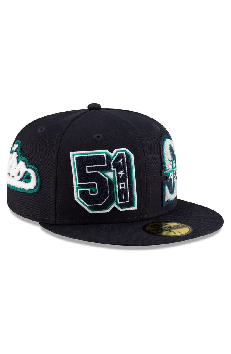 New Era Men's  New Era Ichiro Suzuki Navy Seattle Mariners 2025 Baseball Hall of Fame Patched 59FIFTY Fitted Hat, Alternate, color, 
