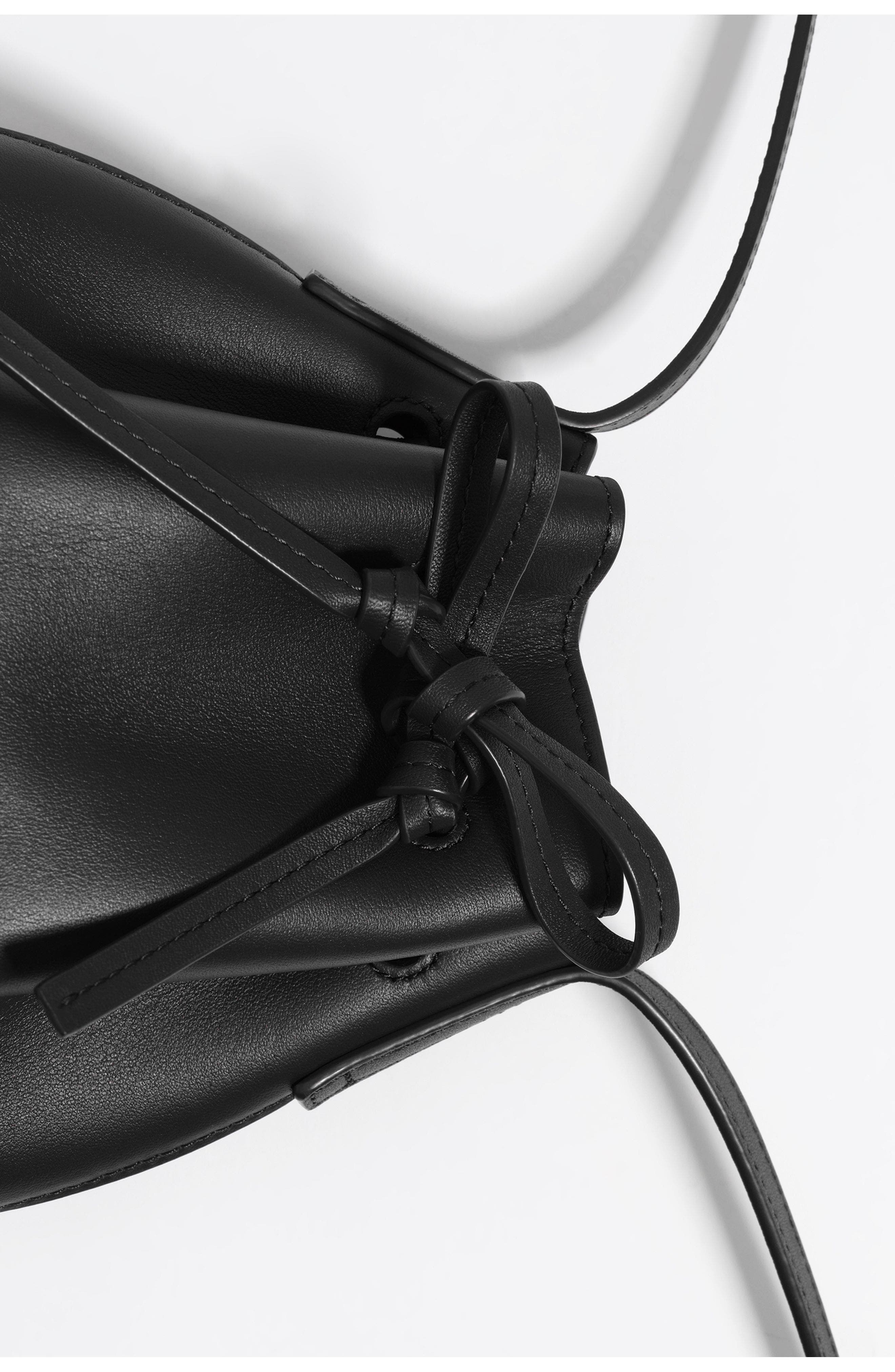 Bimba y Lola Leather Bucket Crossbody Bag, Alternate, color, Black