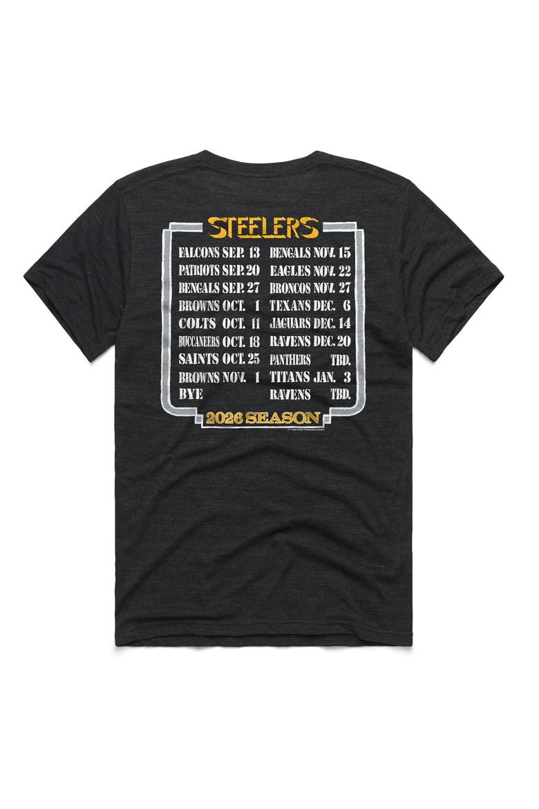 Unisex Homage Charcoal Pittsburgh Steelers 2026 NFL Schedule Queen Tri-Blend T-Shirt, Alternate, color, Charcoal