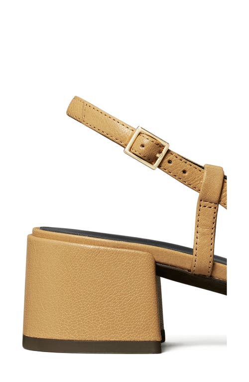 Tory Burch Logo Leather Slingback Pumps In Ginger Shortbread/spark Gold