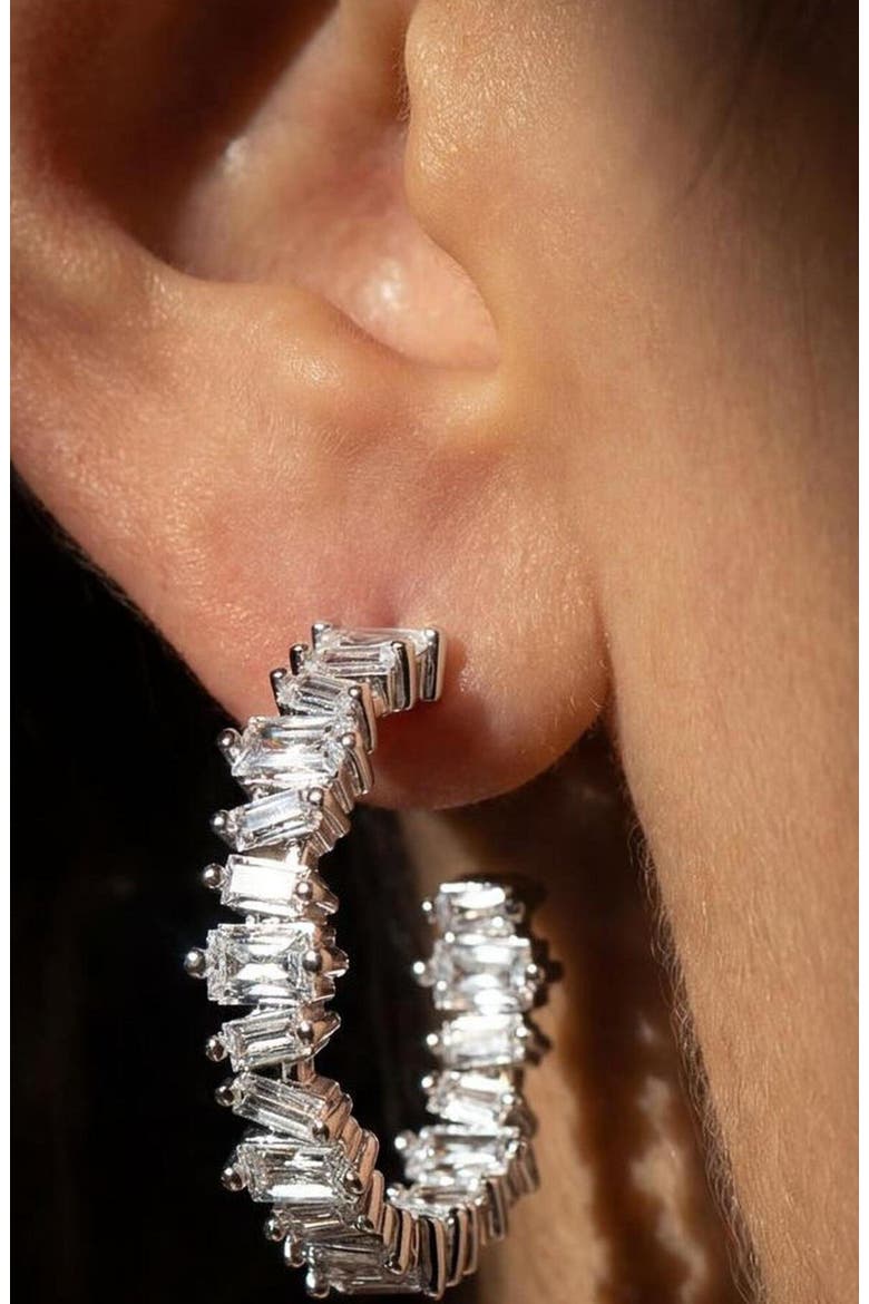 The Clarity Hoop Earrings, Alternate, color, Silver/White CZ