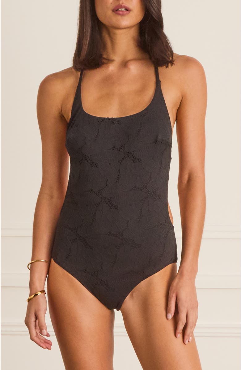 Aqua Blu Scoop Neck Isabella One Piece, Main, color, Black