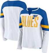 FANATICS Women's Fanatics White/Blue St. Louis Blues Frozen Long Sleeve Notch Neck T-Shirt