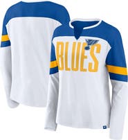 FANATICS Women's Fanatics White/Blue St. Louis Blues Frozen Long Sleeve Notch Neck T-Shirt